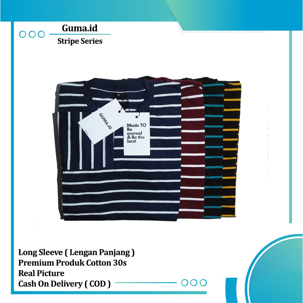 Baju Kaos Keren Distro Salur Pria Wanita Belang Stripe LENGAN PANJANG Guma.id