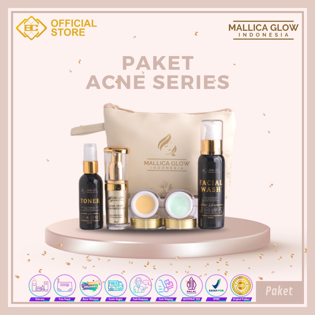 [Bakung Cosmetics] Mallica Glow Paket Acne Series/Skincare/ Perawatan Kulit Wajah Wanita (COD)