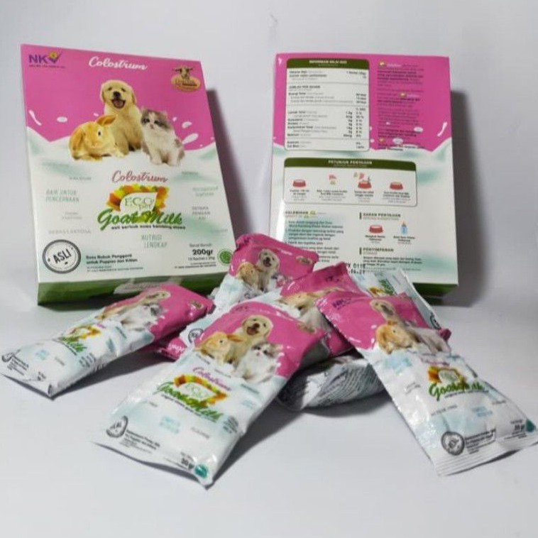 (10box = 100sachet) susu kucing anjing kelinci - susu ecopet goat milk colostrum 10 box