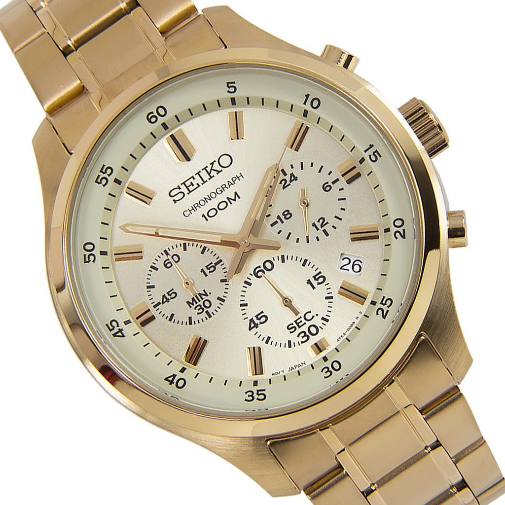 Seiko Quartz SKS592P1 Chronograph Gold IP - Jam Tangan Pria SKS592