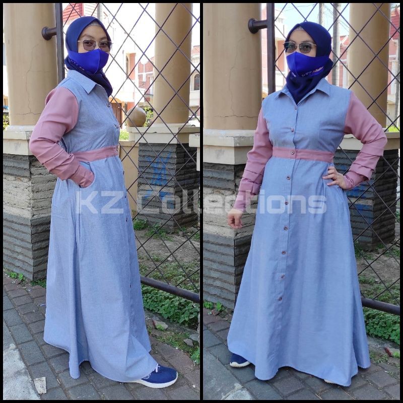 Gamis Oxford kombinasi