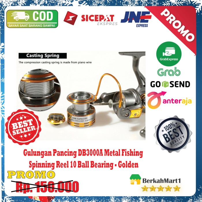 Reel Gulungan Pancing Metal Fishing Spinning Reel 10 Ball Gold