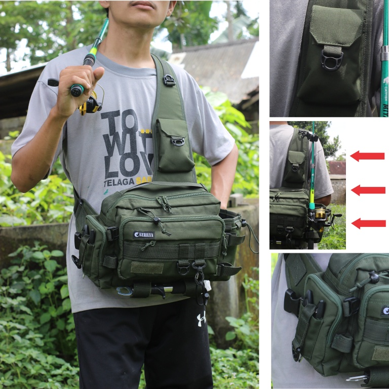 Tas Pancing  Selempang Tactical ARMY Multifungsi Fishing Bag Outdoors Tas Pria GERILYA M99