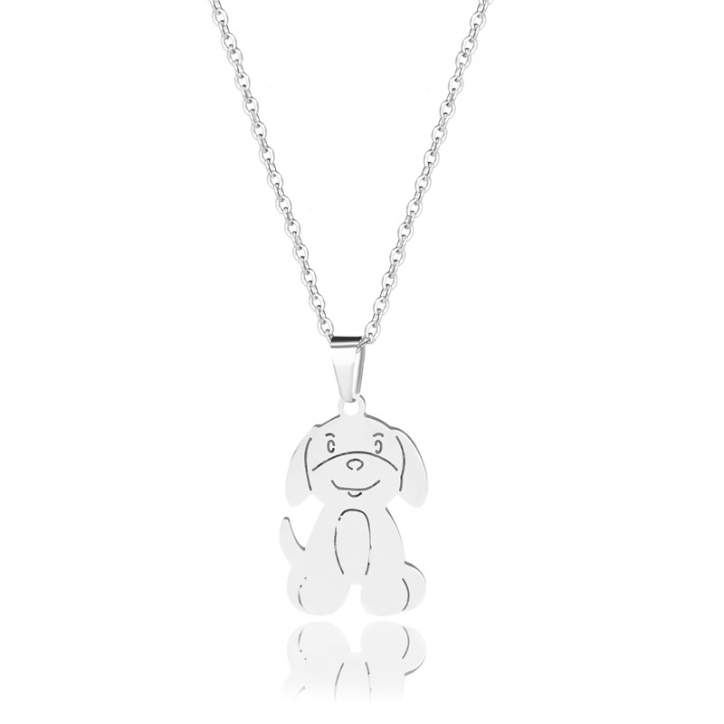 Baja berbentuk hewan anjing stainless steel liontin cute puppy kalung Eropa dan Amerika populer orna