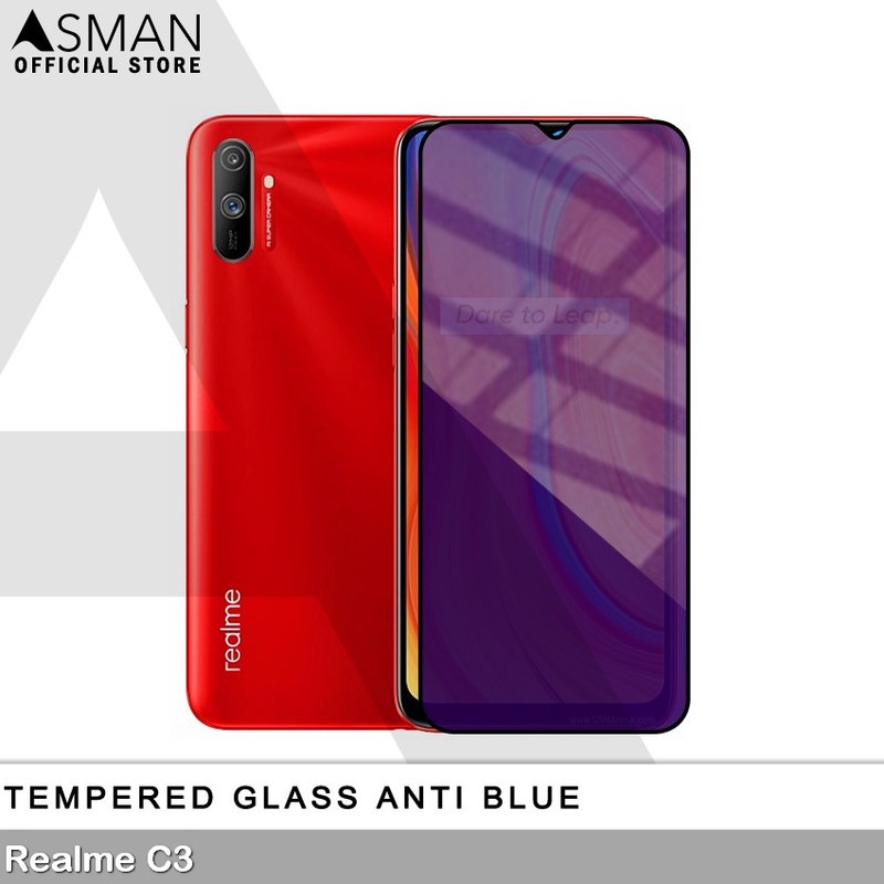 Tempered Glass Blue Light Full Lem Realme C3 Anti Radiasi