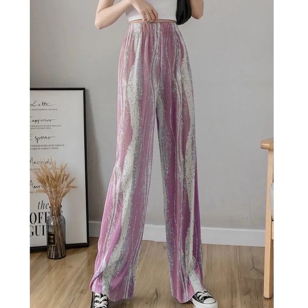 Korean Tie Dye Cullot Long Pants Celana Santai Bermotif 2015