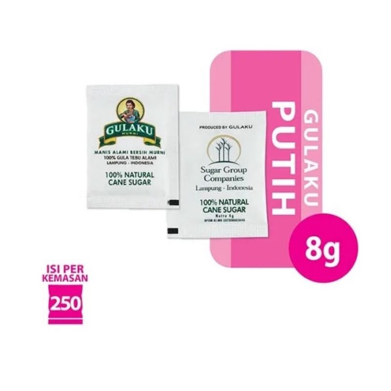 

Gula Pasir Putih Gulaku Kemasan Stick Pack Sachet Hotel Resto Cafe Refill isi 250 8gr 8 gr