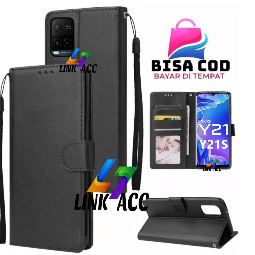  ORIGINAL BAHAN KULIT  VIVO Y21 / Y21S / Y15s / Y33s / Y21T FLIP LEATHER CASE -FLIP WALLET CASE KULIT UNTUK VIVO CASING DOMPET-FLIP COVER LEATHER-SARUNG BUKU CASING CASE ATM KARTU SOFTCASE KONDOM SILIKON HP CASIN WANITA PRIA ITC ,,