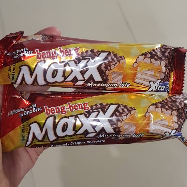 

Beng beng MAXX crispy caramel chocolate crunchy coklat EXTRA maximum bite 32gr.