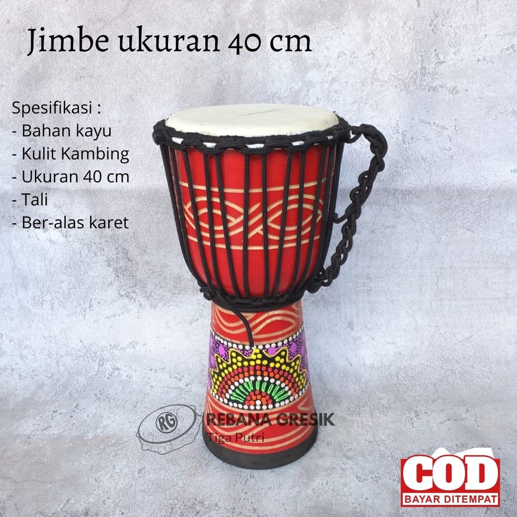 Alat Musik Kendang Gendang Jimbe Tinggi 50cm Jumbo Motif Ukir Promo Bergaransi