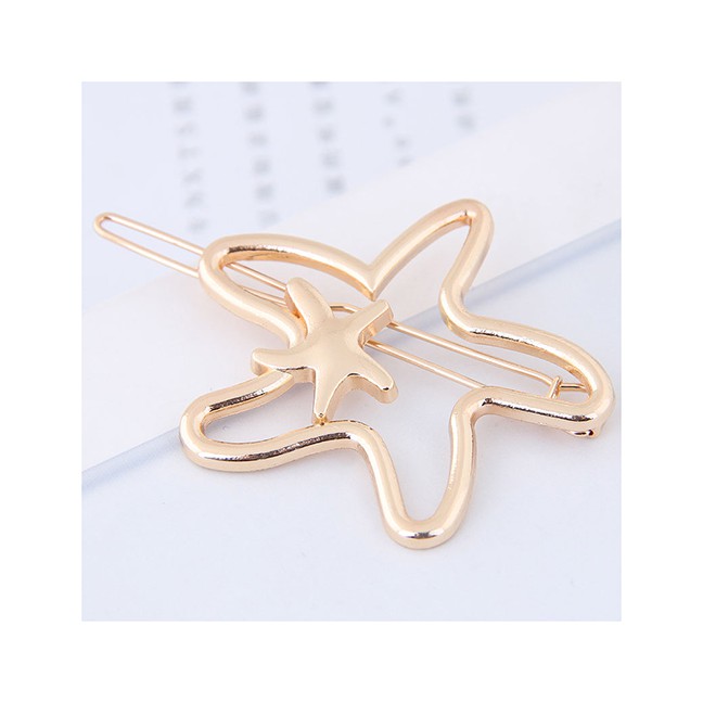 LRC Aksesoris Rambut Fashion Color Star Shape Decorated Hair Clip