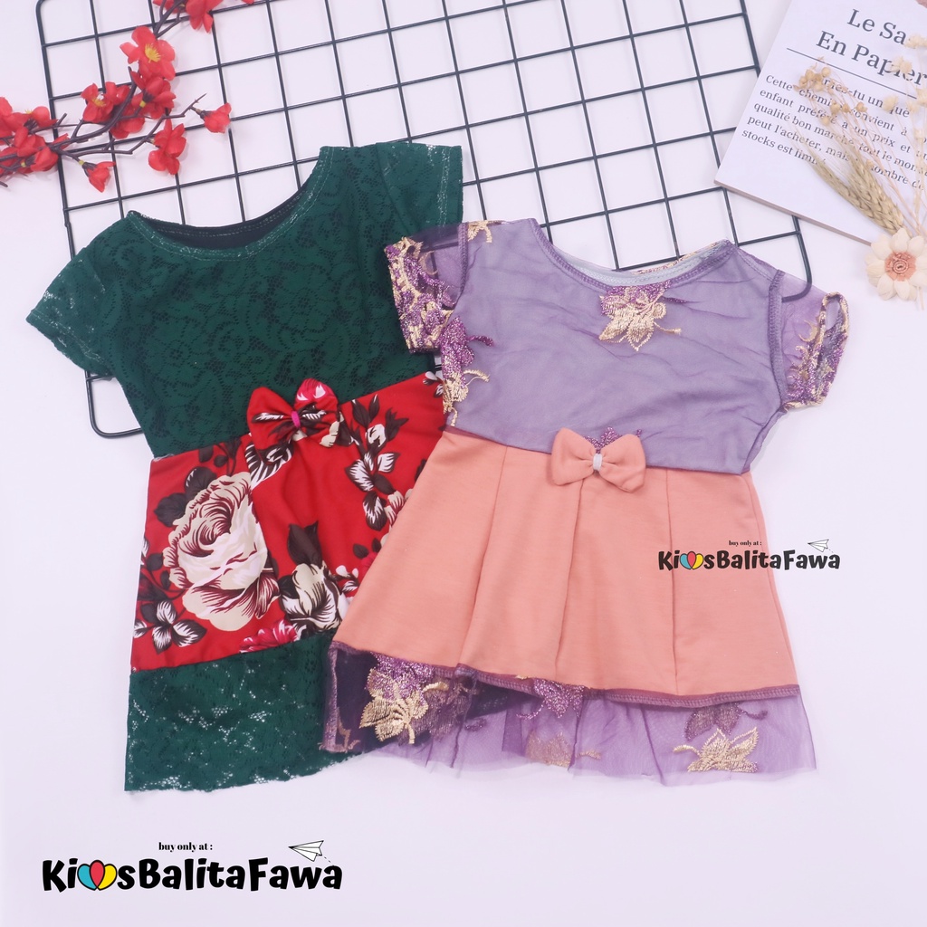 Dress Brukat Davina uk Bayi 3-12 Bulan / Dres Brokat Anak Perempuan Gaun Pesta Baju Import Baby CEWE-1