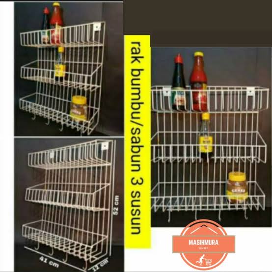 kitchen set , rak botol , rak bumbu , rak dinding/tempel susun 3 cod