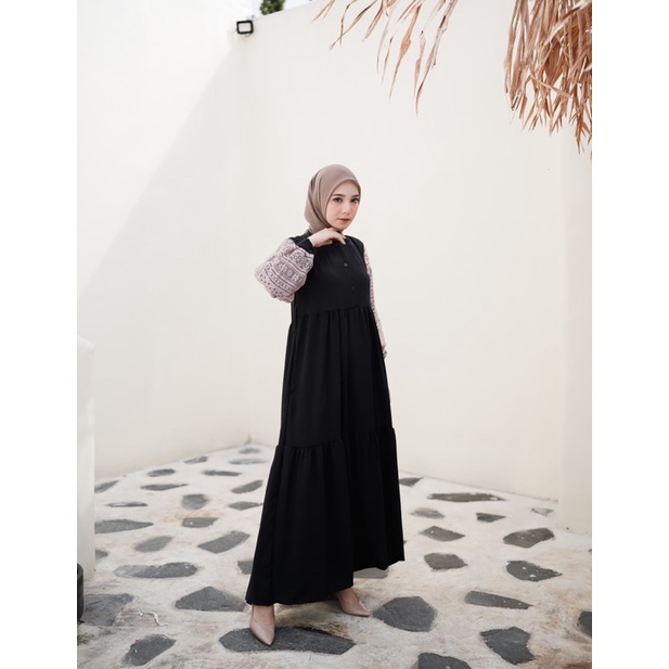 AZMA DRESS KOREAN STYLE CANTIK BRUKAT SIMPLE KEKINIAN