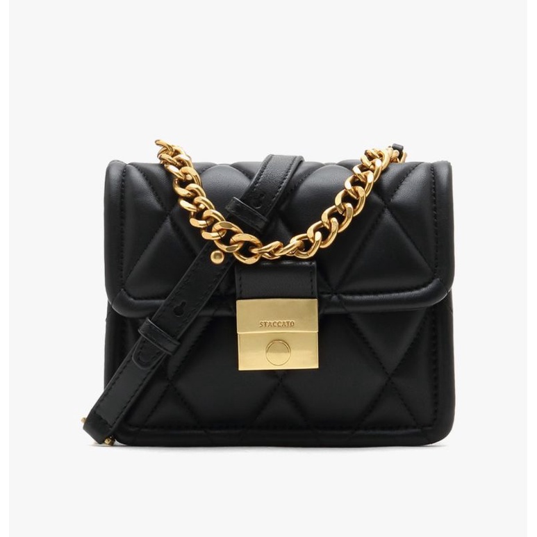 SALE STACCATO BRANDED TAS CLUTCH BAG LEATHER BLACK NEW ORIGINAL