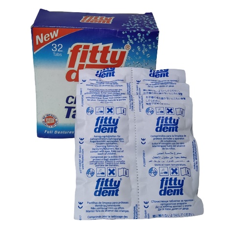 Fittydent Super Cleansing Tablet Pembersih Gigi Palsu Full Dentures Partial Dentures 1Box isi 32Tabs