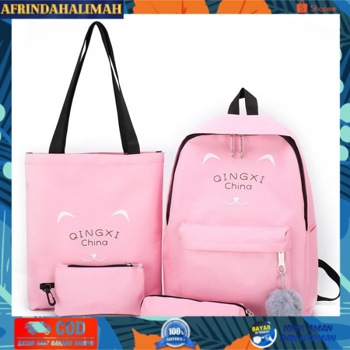 

{TERBARU} June Tas Sekolah Gadis Set 4 pcs Ransel Bahu Paket Kampus Tas siswa