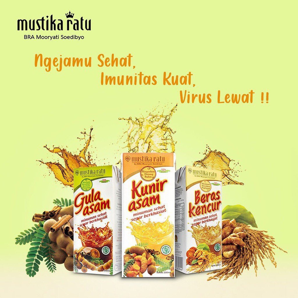 MUSTIKA RATU Minuman Beras Kencur, Kunir Asem, Gula Asem 200ml / Minuman Jamu / Minuman Kesehatan