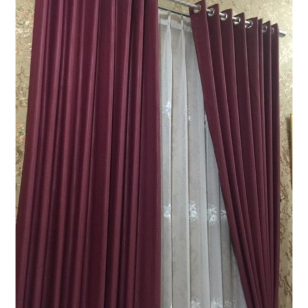 Promo gorden blackout 90% merah maroon free hook dan free tali senada bahan/GordenBlackout/GordenMin