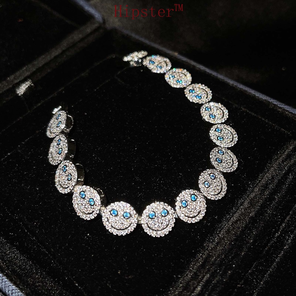 Set Trend All-Match Bracelet Smile Full Diamond Smiling Face Open Ring Niche Personality Micro-Inlaid Bracelet