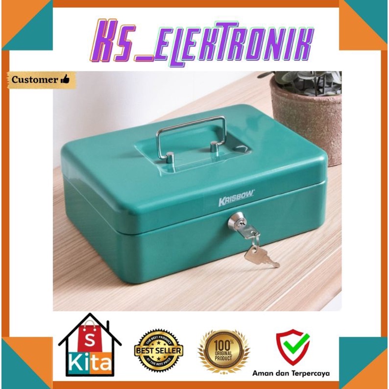 Krisbow Cash Box 25 Cm kotak tempat simpan uang Brankas mini Safe Box Brankas Uang