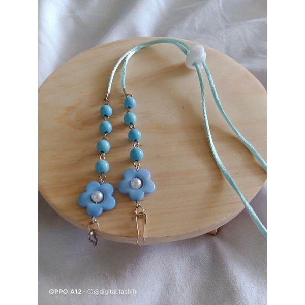 strapmasker hijab tali serut kalung konektor pengait cantolan masker mutiara hitam banyuwangi