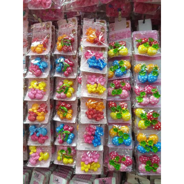 grosir  Jepit rambut poni anak nylon variasi 24 PCS