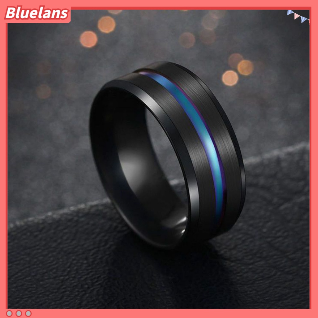 Bluelans Cincin Jari Warna Ganda Ukuran 8MM Untuk Unisex