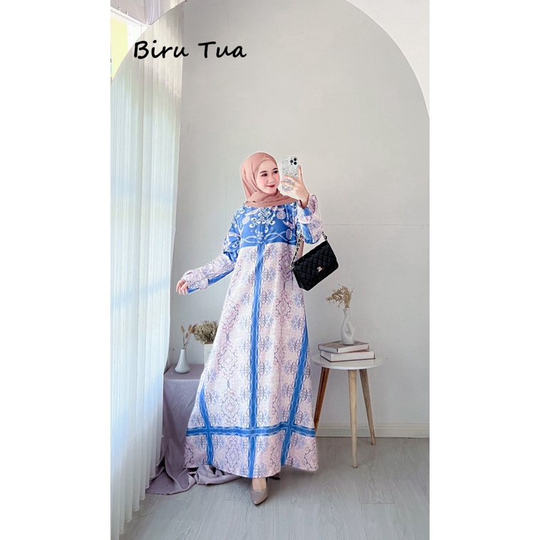 Aurora Dress - Gamis Terbaru Maxmara Silk Premium Dress Wanita Lengan Panjang Maxi Dress Kekinian LD 110 cm