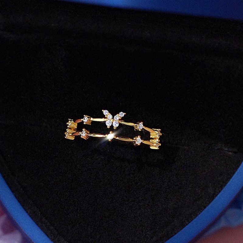 Cincin Lapis Emas 18k Model Butterfly Cubic Zircon Untuk Wanita