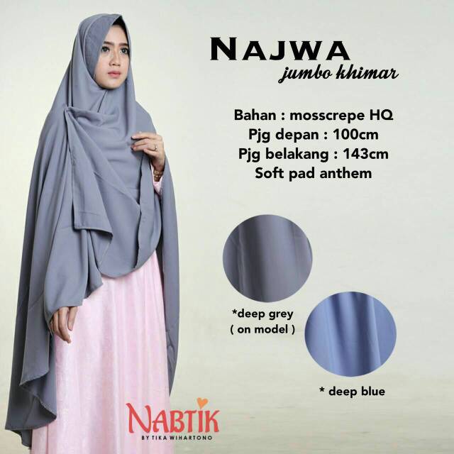 NABTIK - NAJWA KHIMAR/KHIMAR JUMBO SYARI/KHIMAR SOFT PET ANTEM