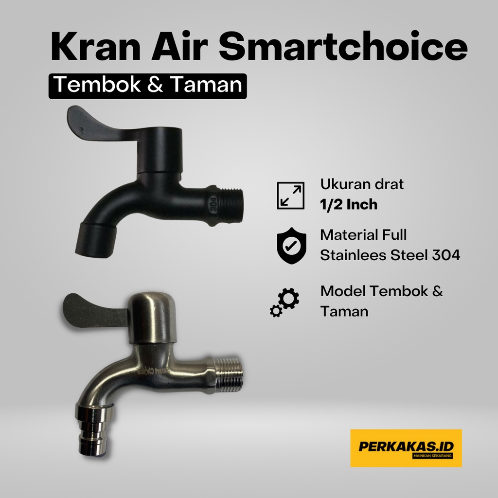 Kran Air Taman Tembok Hitam Stainless Steel SUS 304 SMARTCHOICE