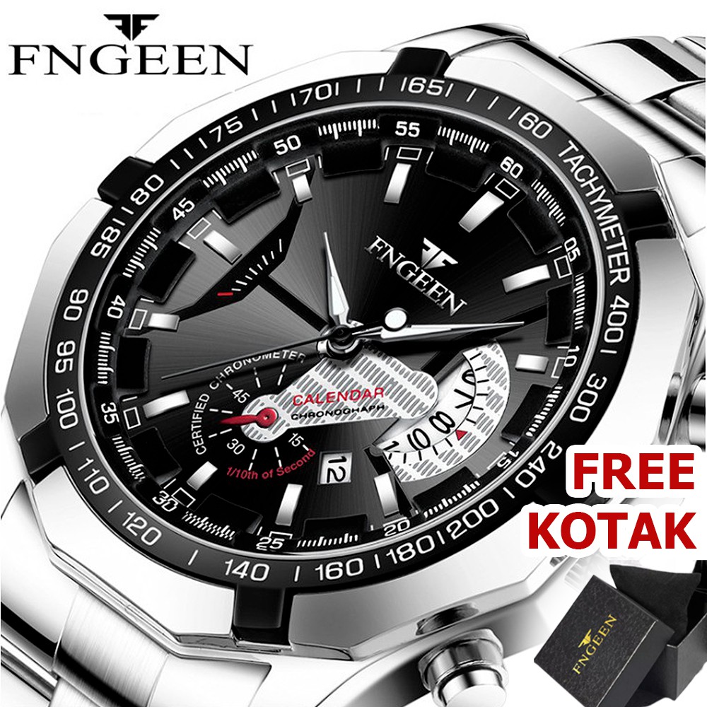 Jam Tangan Pria VAVAVOOM FNGEEN S001 Original Luxury Full Steel Sport Quartz Business Waterproof Casual Watch