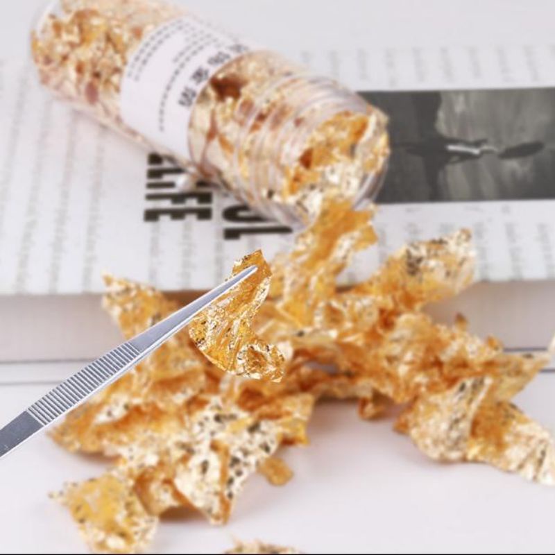 Edible Flakes Gold/Silver Dekorasi Cake 2g Cooking Drink Food Dessert Cake Ice Cream Decoration