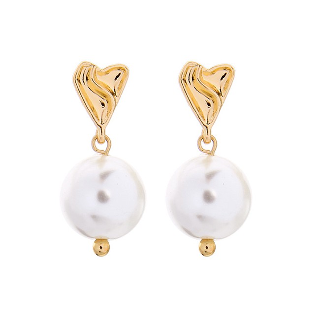 LRC Anting Tusuk Fashion Glass Pearl Gold S925 Sterling Silver Pearl Stud Earrings F83755