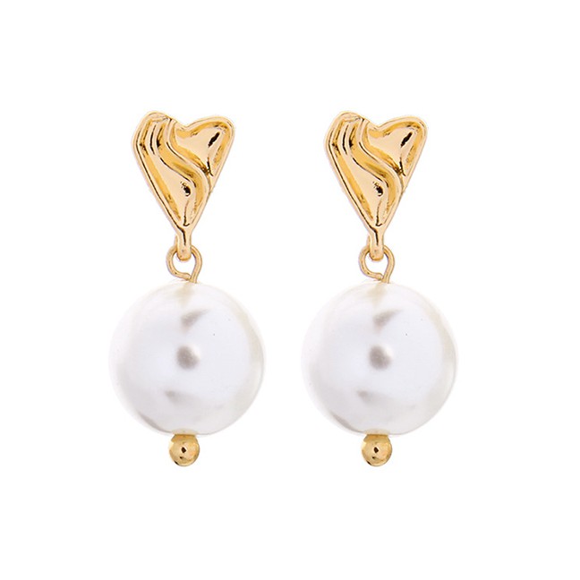 LRC Anting Tusuk Fashion Glass Pearl Gold S925 Sterling Silver Pearl Stud Earrings F83755