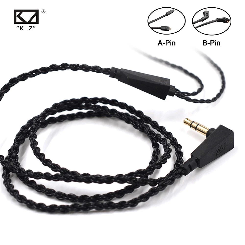 KZ BLACK SILVER PLATED WIRE CABLE KNOWLEDGE ZENITH HIGH PERFORMANCE