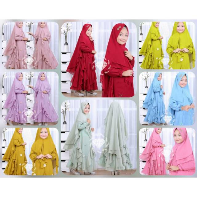 KAYLA KID FASHION PAKAIAN MUSLIM ANAK PEREMPUAN BAHAN WOLFICE KR ADA VIDEO REAL PICT