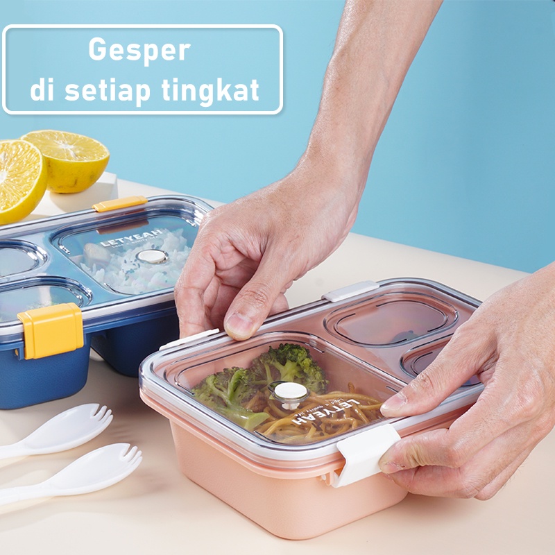 Letyeah &amp; Anantagt Lunch Box Bento 3/4 Gird  Anti Tumpah Kotak Makan trasparan