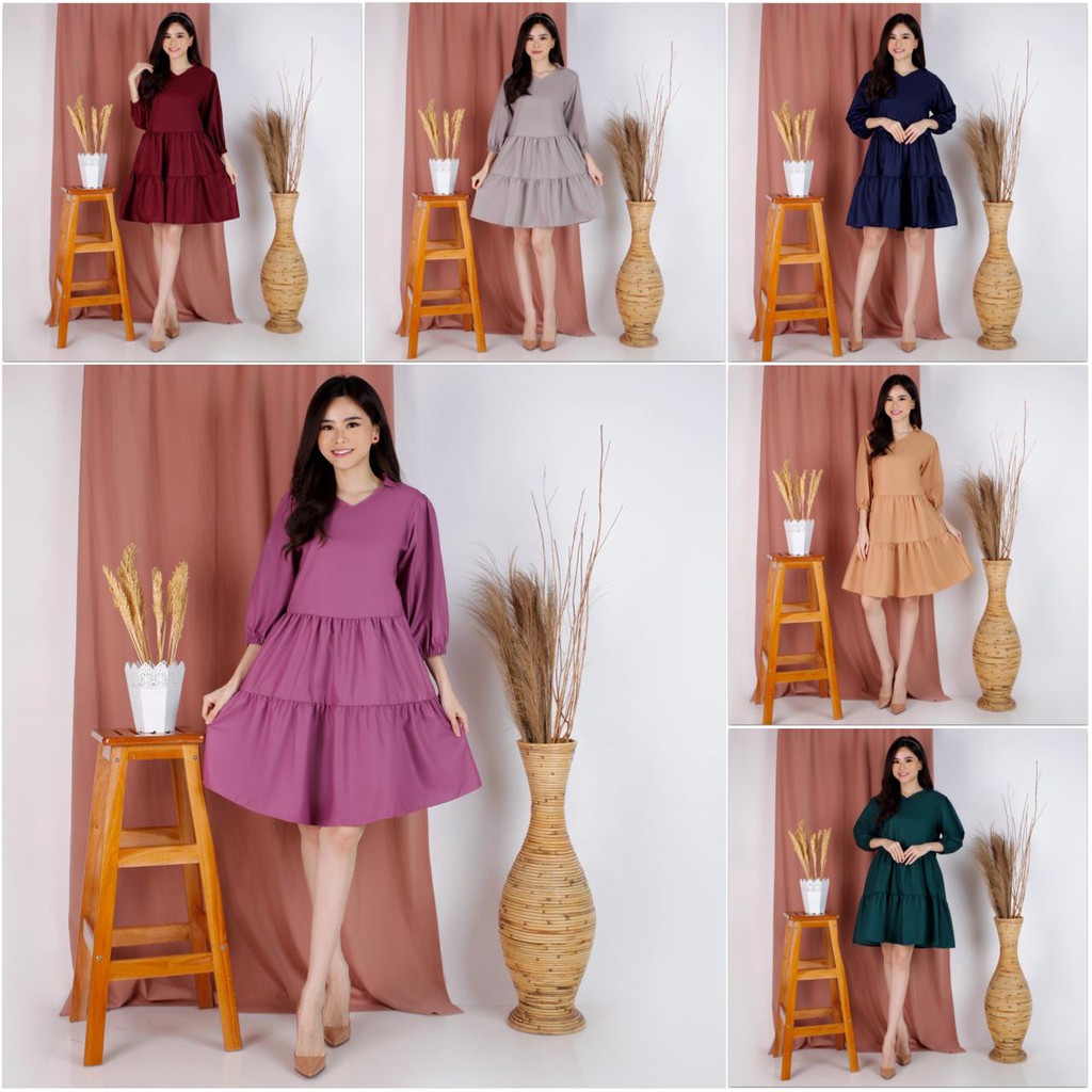 DRESS REA 6 WARNA TOYOBO PREMIUM TEBAL DRES CASUAL KATUN TOYOBO MURAH MEWAH FASHION DRESS