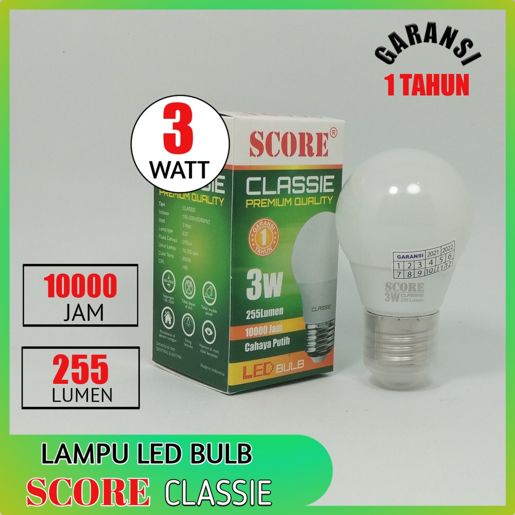 Score Classie Lampu LED Bulb 3 Watt - Cahaya Putih