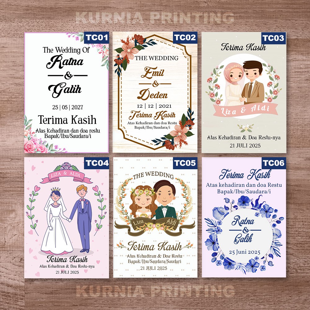 Jual Kartu Ucapan Terima Kasih Souvenir Pernikahan Thank Card Custom Tag Souvenir Kupon Souvenir 7832