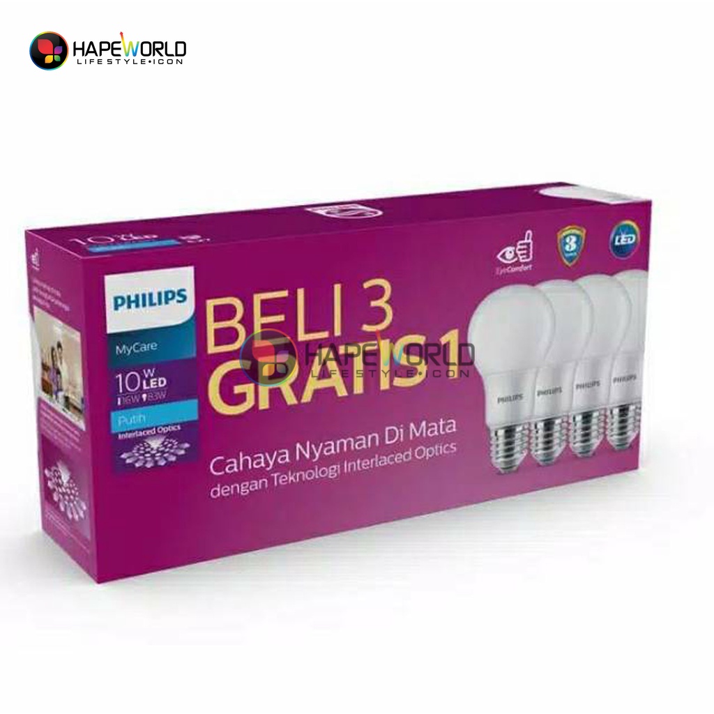 PHILIPS MULTIPACK [ 8W,10W,12W] CD E27 LED bulb Isi 4 pcs