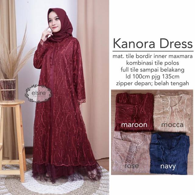 Kanora Dress Kebaya Kekinian Bahan Tile Bordir Inner Maxmara Mix Full Tile Polos Belakang By Elsire Shopee Indonesia