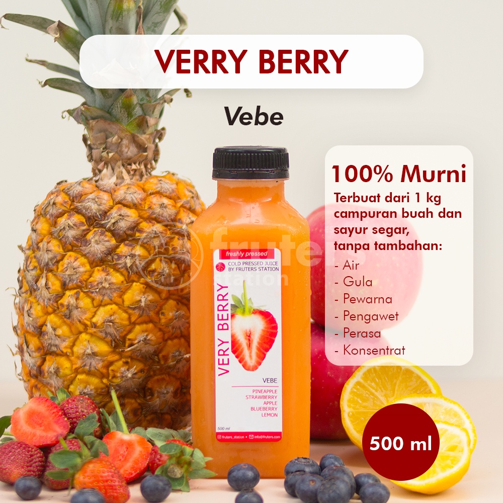 

Cold Pressed Juice 100% Murni Jus Sehat Jus Diet VERRY BERRY Fruters Station Surabaya