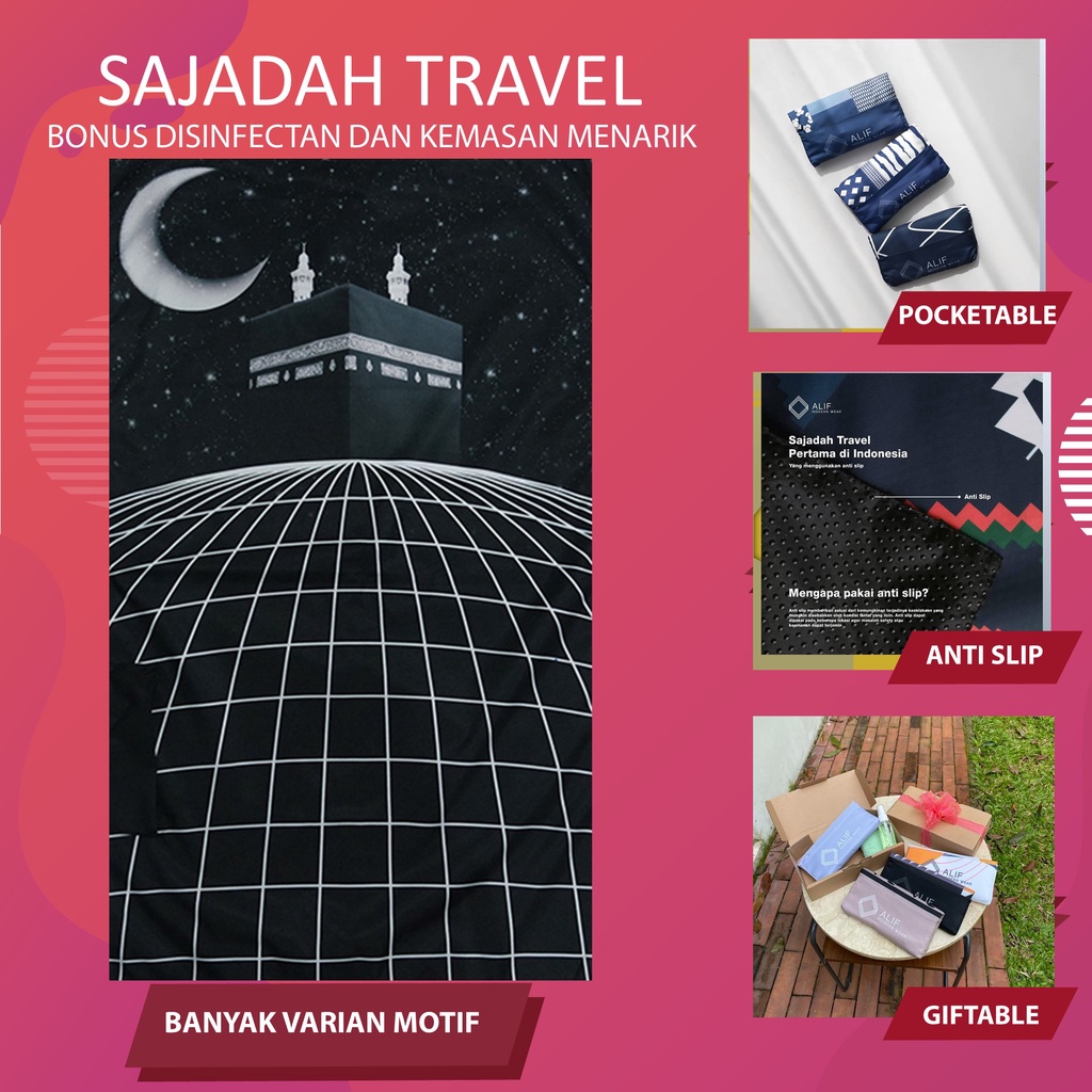 Sajadah Travel Saku Lipat Anti Slip Waterproof  - Sajadah Alif - Sajadah Traveling