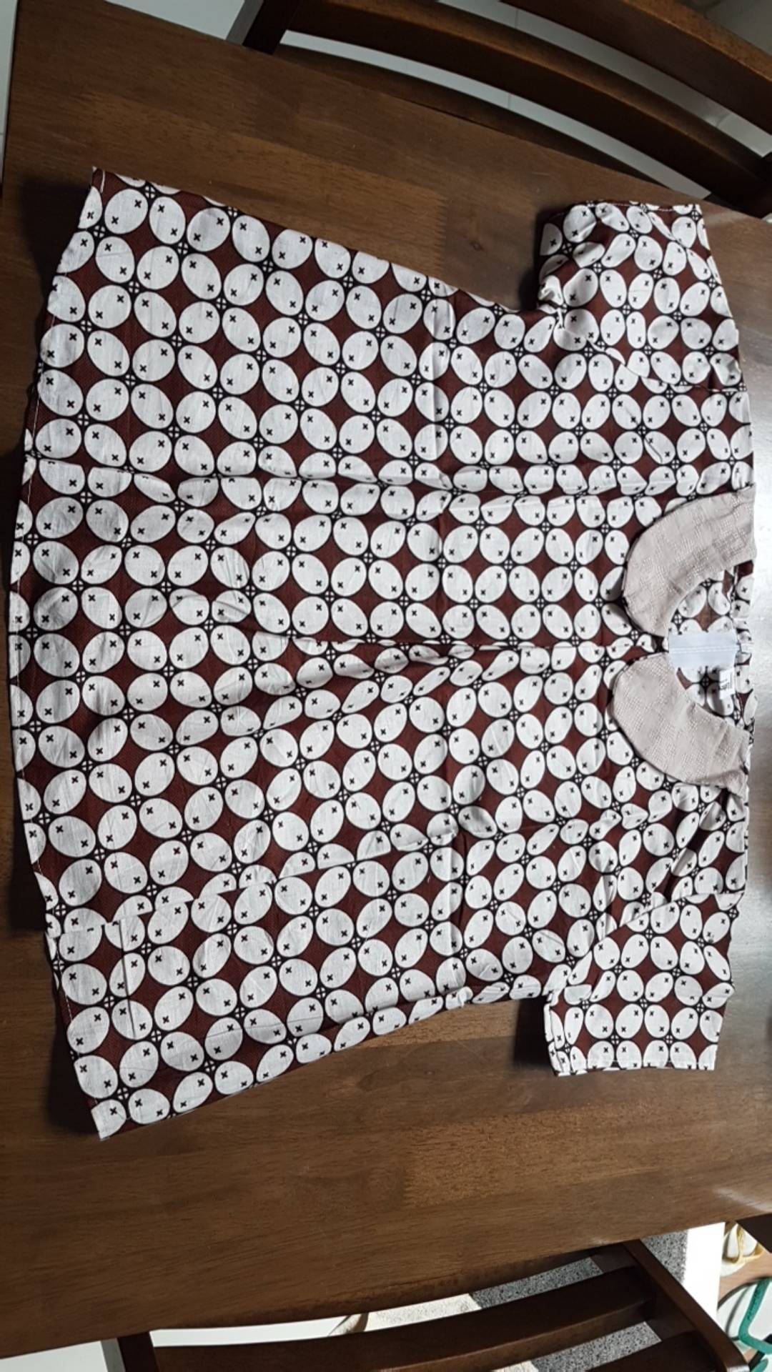 Top Blus Batik Anak Berkerah Putih Cream Unik Mixing Lengan Bagus Cantik Simple Dan Nyaman Dipakai