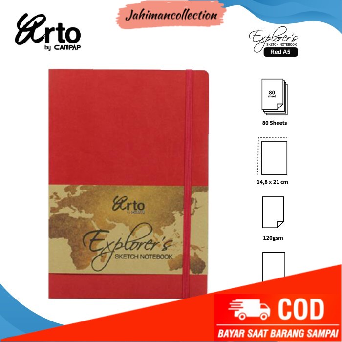 

✨ BISA COD ✨ Buku Sketsa Arto A5 Explorer Synthetic Soft Cover Notebook Sketchbook - RED