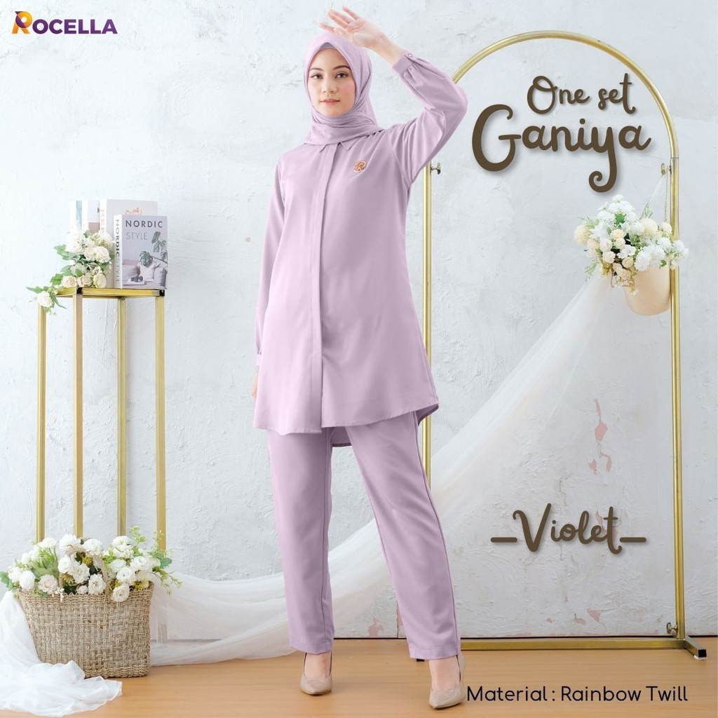 Rocella One Set Baju Wanita Muslimah - Baju Atasan dan Celana Santai Kerja Bepergian Casual BISA COD #oneset #setelan #bajuwanita-5