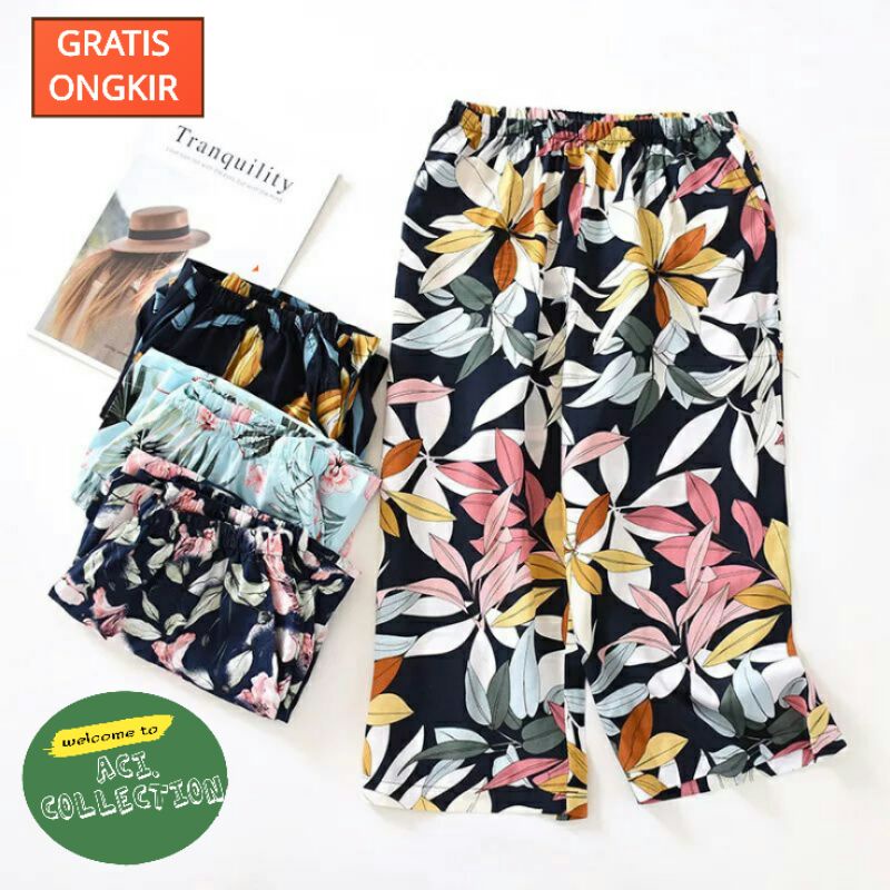 Celana Motif Pendek Santai Harian Atau Tidur Wanita / Short Daily Pants Standar &amp; Jumbo MOTIF